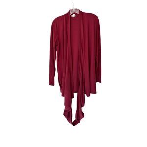 J. Jill Pure Jill Cardigan Burgundy Wine Red Twist Open‎ Front Wrap Top Medium
